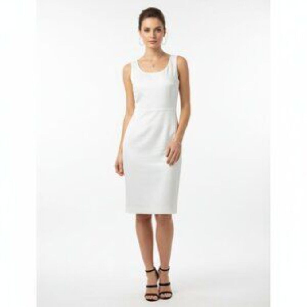Lark & Ro White Sleeveless A Line Shift Ponte Knit Jersey Dress 8